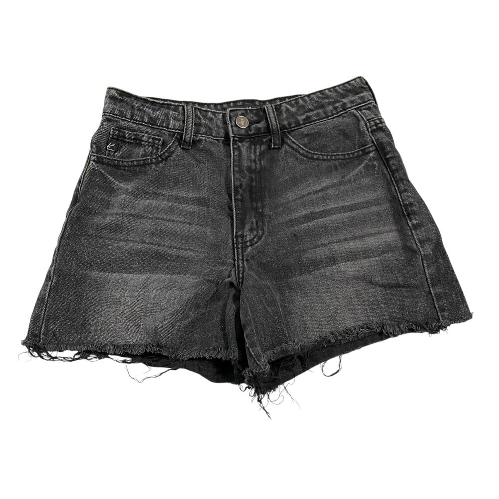 Kancan Womens Jean Shorts Size 3 Washed Black Mid Rise Cut Off Demim Shorts